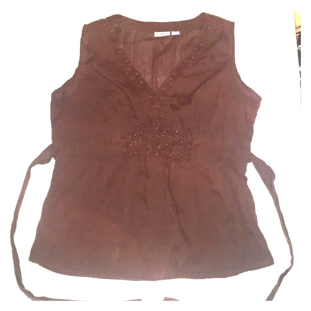Sleeveless Chocolate Beaded Top